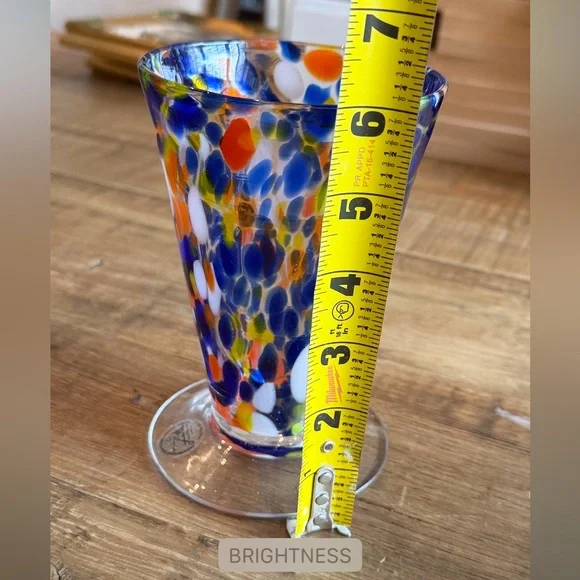 Signature Hand-Blown Confetti Glass | Vase.  Multicolored 6.25"×4" EUC - Picture 4 of 6